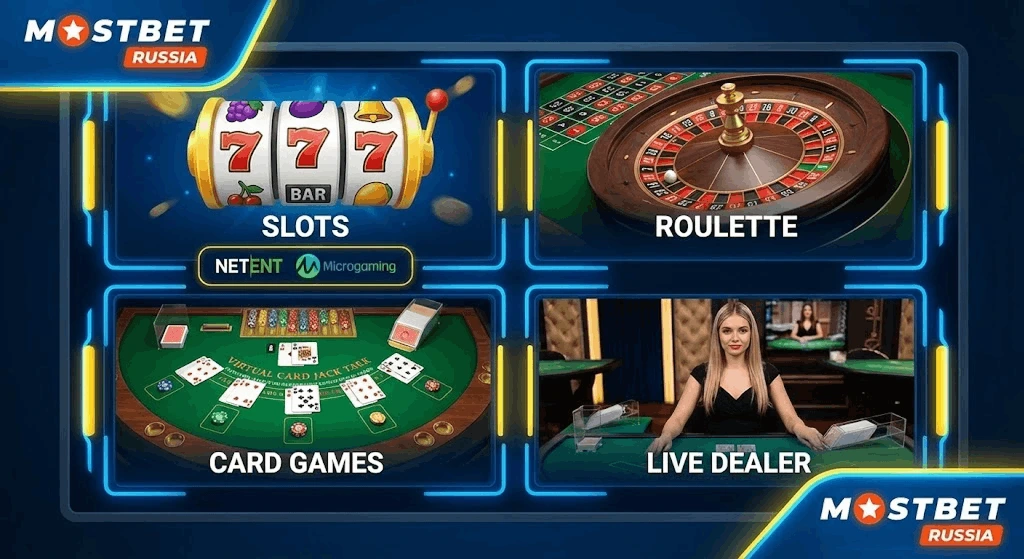 Разнообразные игры и слоты от ведущих провайдеров на платформе Mostbet Россия